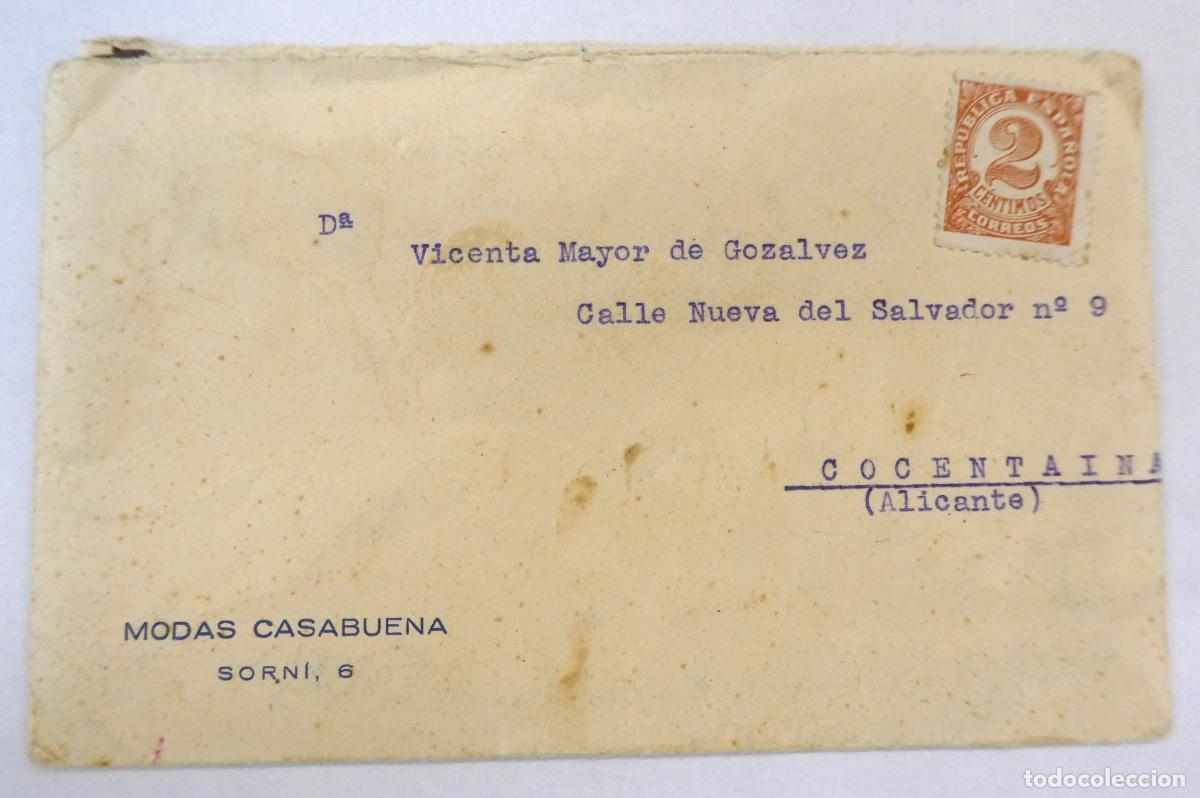 Sellos: Sobre con sello de 2 c&eacute;ntimos Republica Espa&ntilde;ola - Foto 1