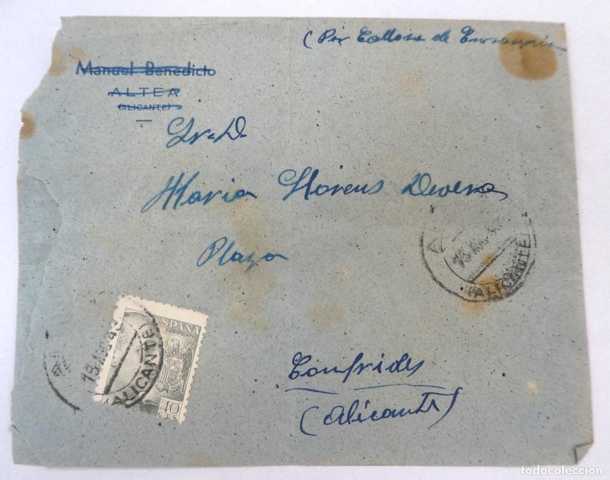 Sellos: Sobre de carta vacio de Manuel Benedicto Altea a Confrides - Foto 1