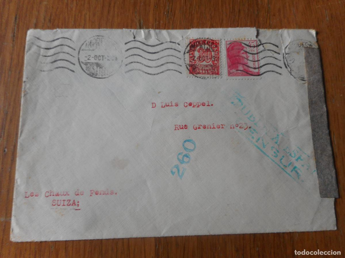 Timbres: ANTIGUO SOBRE COMERCIAL. SERRANO Y CARRE&Ntilde;O HNOS. SASTRES MADRID. CENSURA REPUBLICA 1938 GUERRA CIVIL