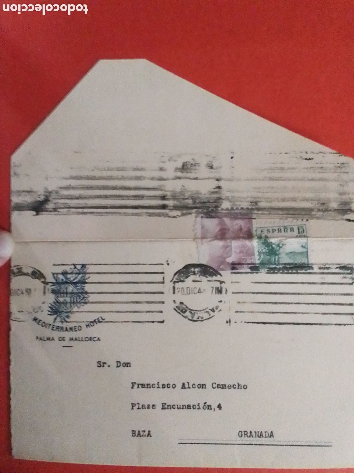 Sellos: Carta circulada de Mallorca a Granada 1945 - Foto 1