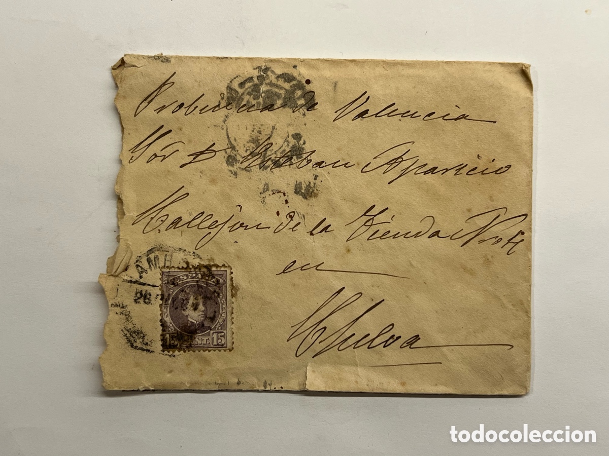 Sellos: SOBRE CIRCULADO A CHELVA.. desde Valencia (h.1900?) - Foto 1