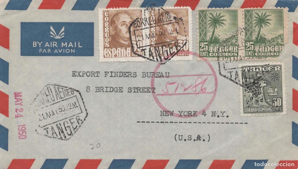 Sellos: TANGER A USA MAT HEXAGONAL 1950 - Foto 1