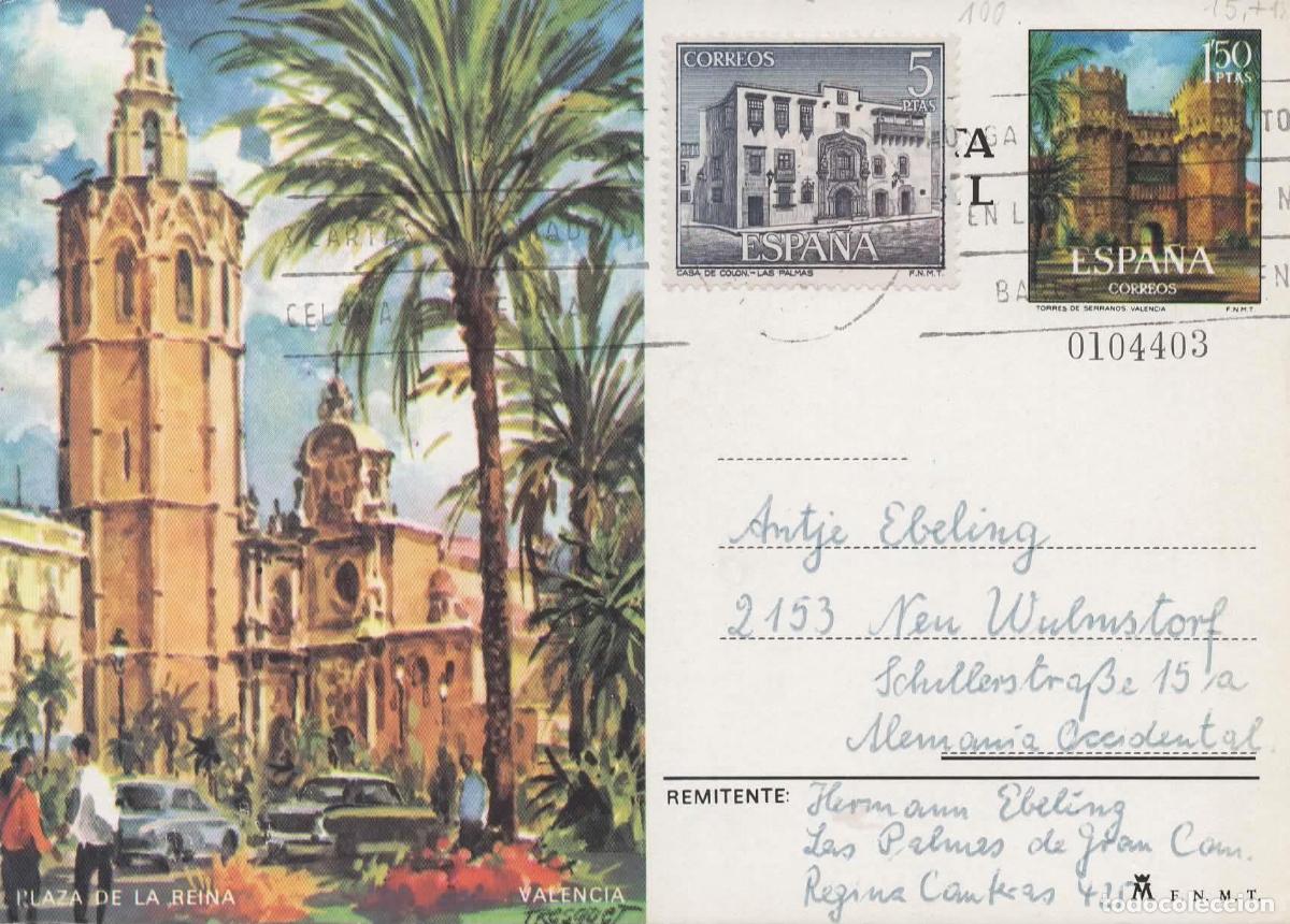 Sellos: ENTERO P&Ograve;STAL VALENCIA CATEDRAL TORRES DE SERRANO - Foto 1