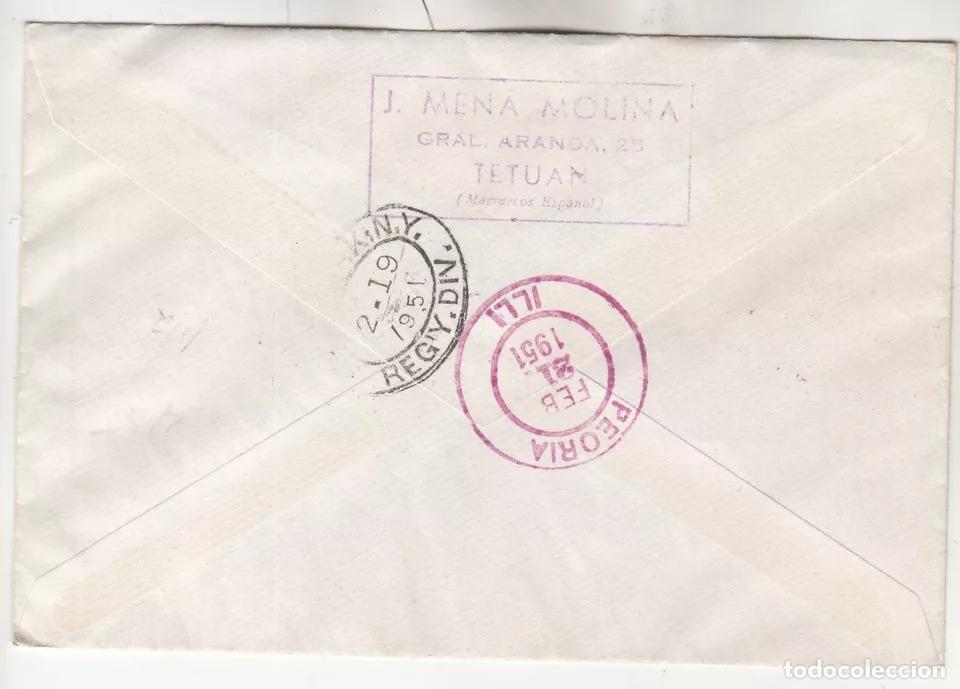 Sellos: TETUAN MARRUECOS A USA 1950 FDC - Foto 2