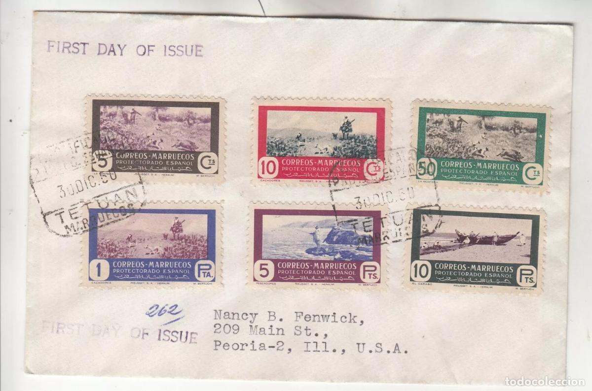 Sellos: TETUAN MARRUECOS A USA 1950 FDC - Foto 1