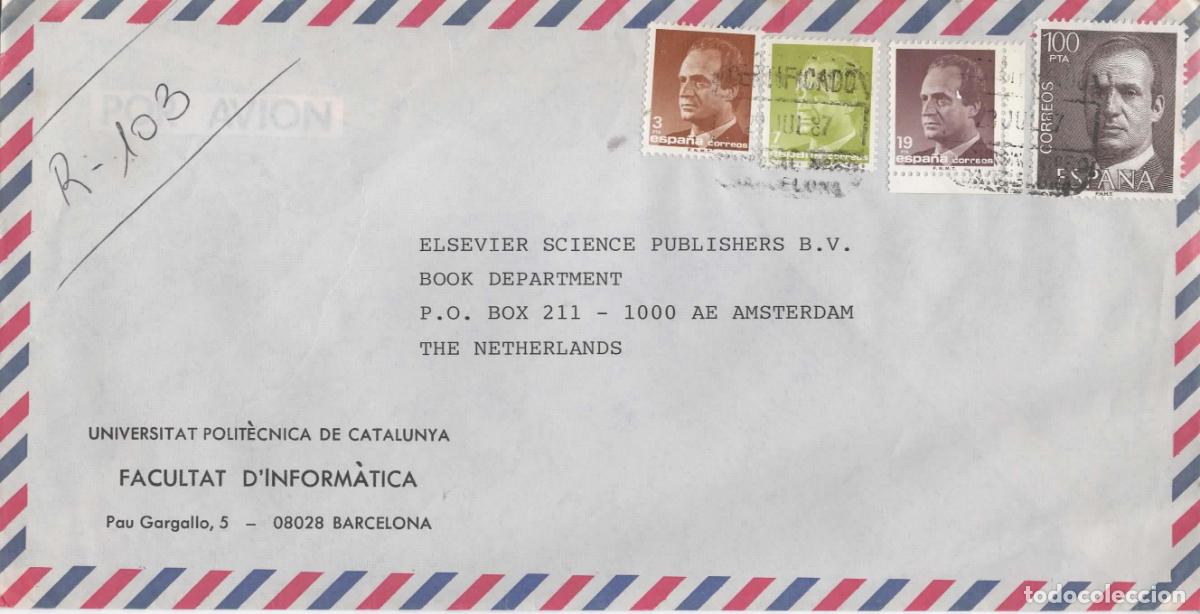 Sellos: BARCELONA A HOLANDA CC CERTIFICADA 1987 SELLOS BASICA - Foto 1