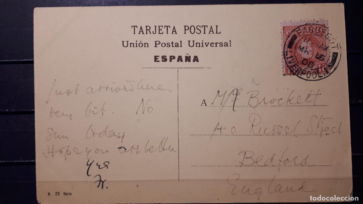 Sellos: HISTORIA POSTAL.- A&Ntilde;O 1908. LAS PALMAS- LIVERPOOL - Foto 2