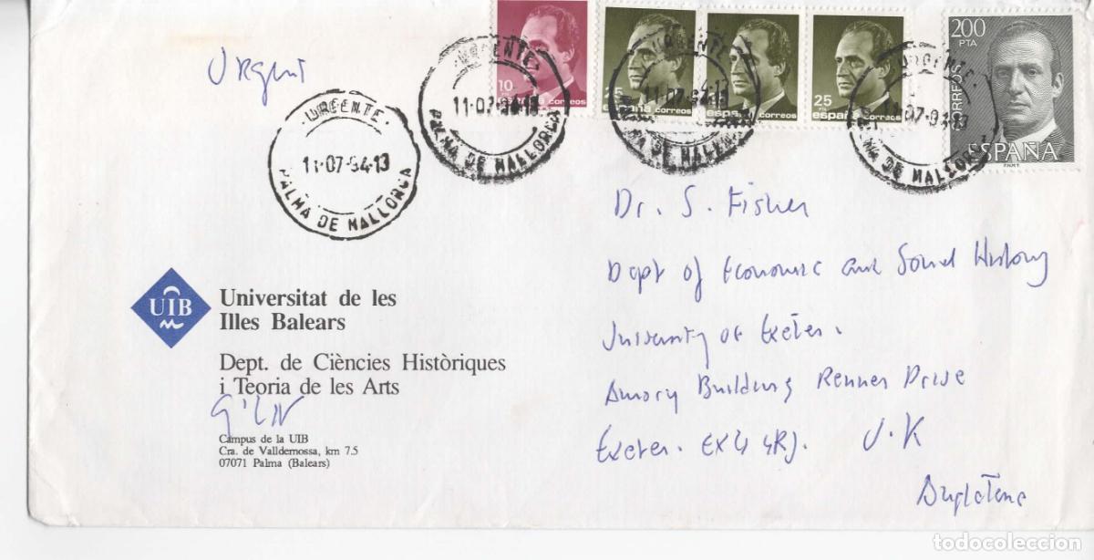 Sellos: PALMA MALLORCA URGENTE A UK 1994 - Foto 1