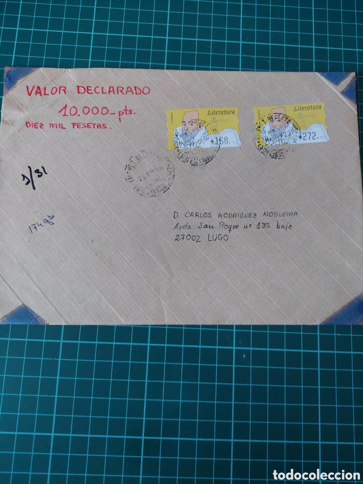 Sellos: SOBRE MATASELLOS VALOR DECLARADO ATM CERVANTES - Foto 1
