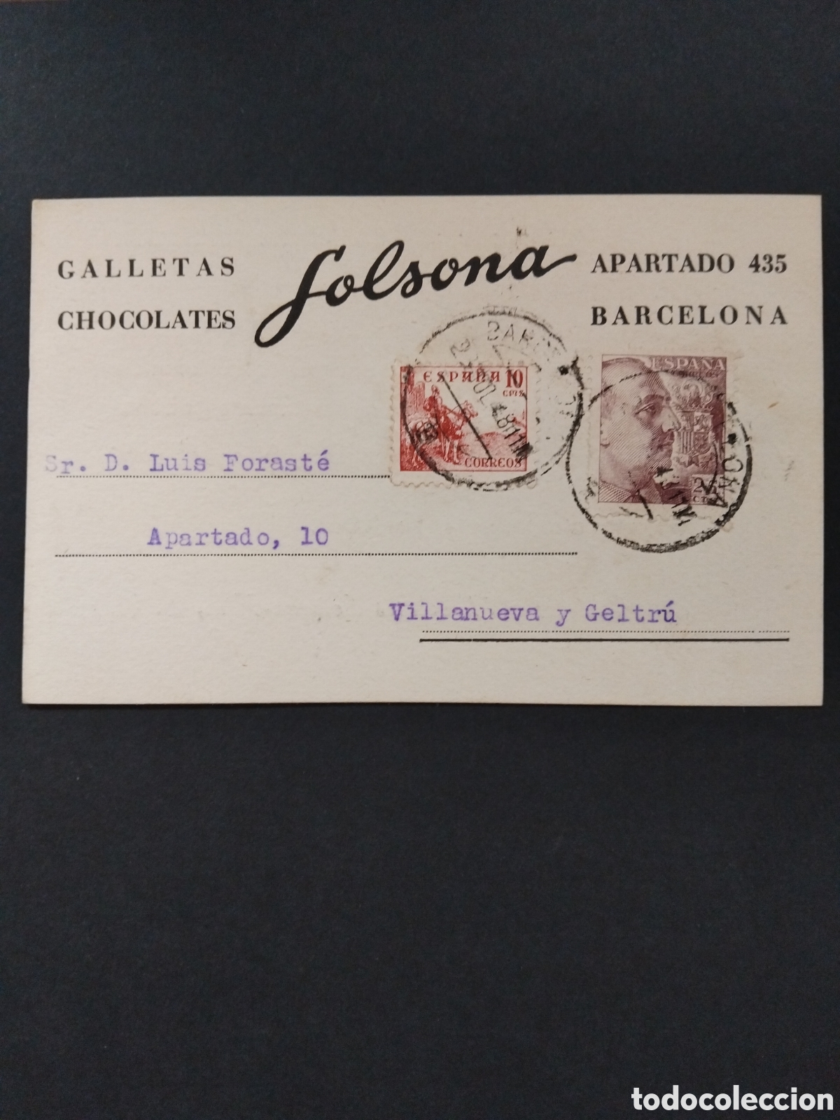Sellos: Espa&ntilde;a. 1948. Tarjeta empresarial. - Foto 1