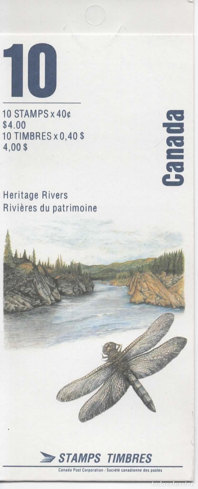 Sellos: CANADA CARNET BOOKLET HERITAGE RIVERS INSECTO LIBELULA - Foto 1