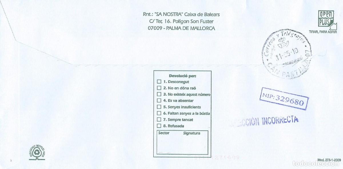 Sellos: 1995. MALLORCA. SOBRE DEVUELTO. MATASELLOS/POSTMARK. CAN PASTILLA. - Foto 1
