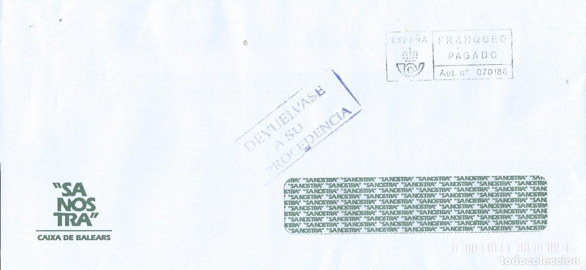 Sellos: 1995. MALLORCA. SOBRE DEVUELTO. MATASELLOS/POSTMARK. CAN PASTILLA. - Foto 2
