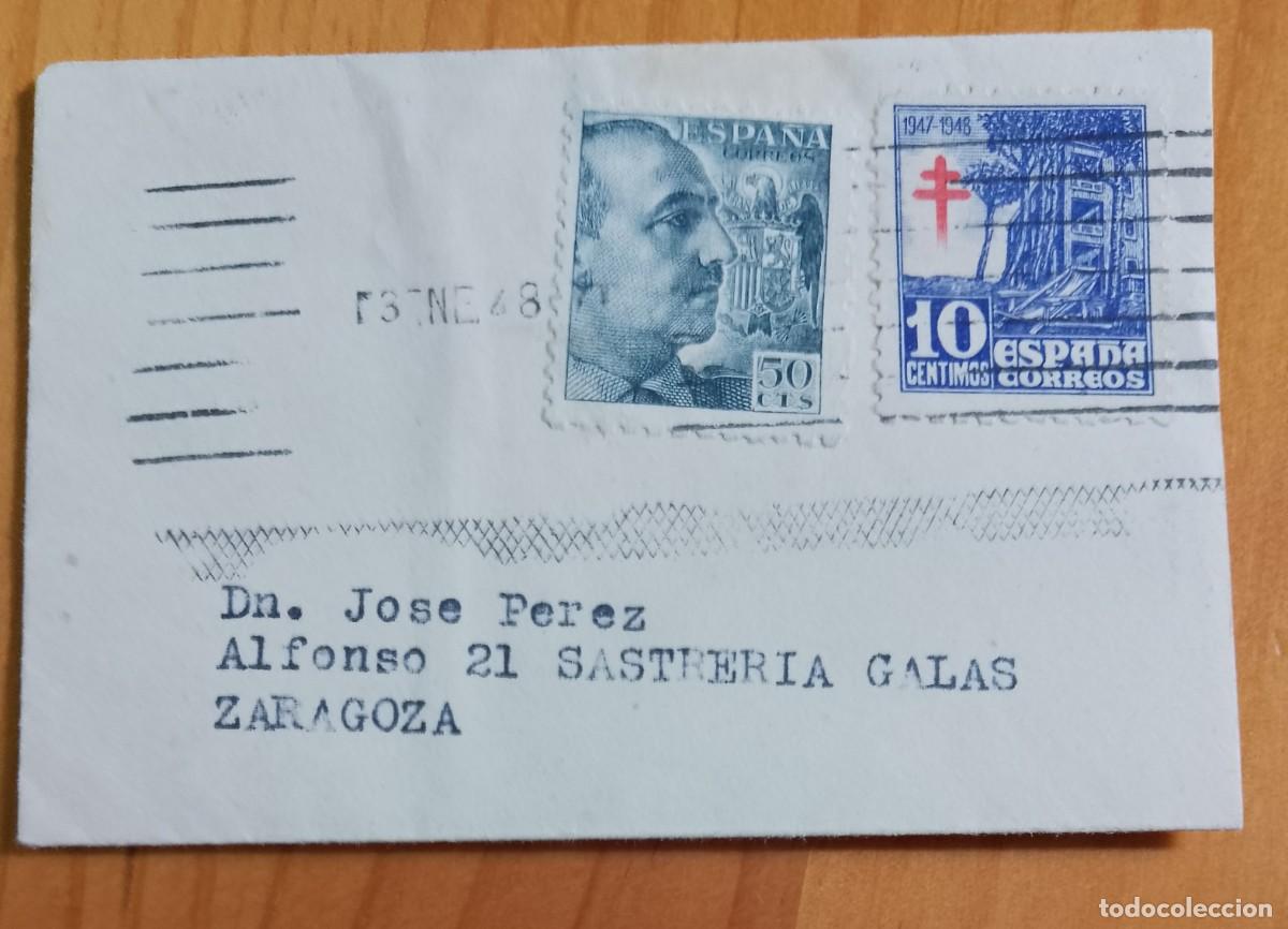 Sellos: SOBRE CIRCULADO - MATASELLOS DE 3 ENERO 48 - Foto 1