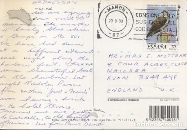 Sellos: TARJETA POSTAL MAO MAHON SELLO AGUILA EAGLE - Foto 1