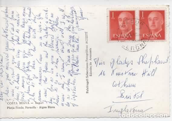Sellos: TARJETA POSTAL CON MAT BAGUR GERONA - Foto 1