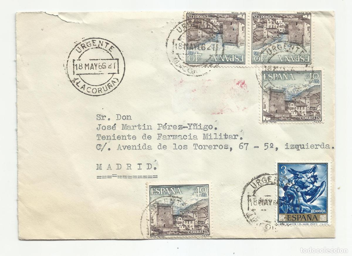 Sellos: circulada urgente 1962 de la coru&ntilde;a a madrid - Foto 1