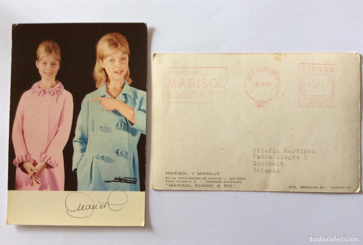 Sellos: 2 POSTAL DISTINTAS 1963 CON MATASELLO RODILLO DE LA PEL&Iacute;CULA CINE MARISOL RUMBO A RIO