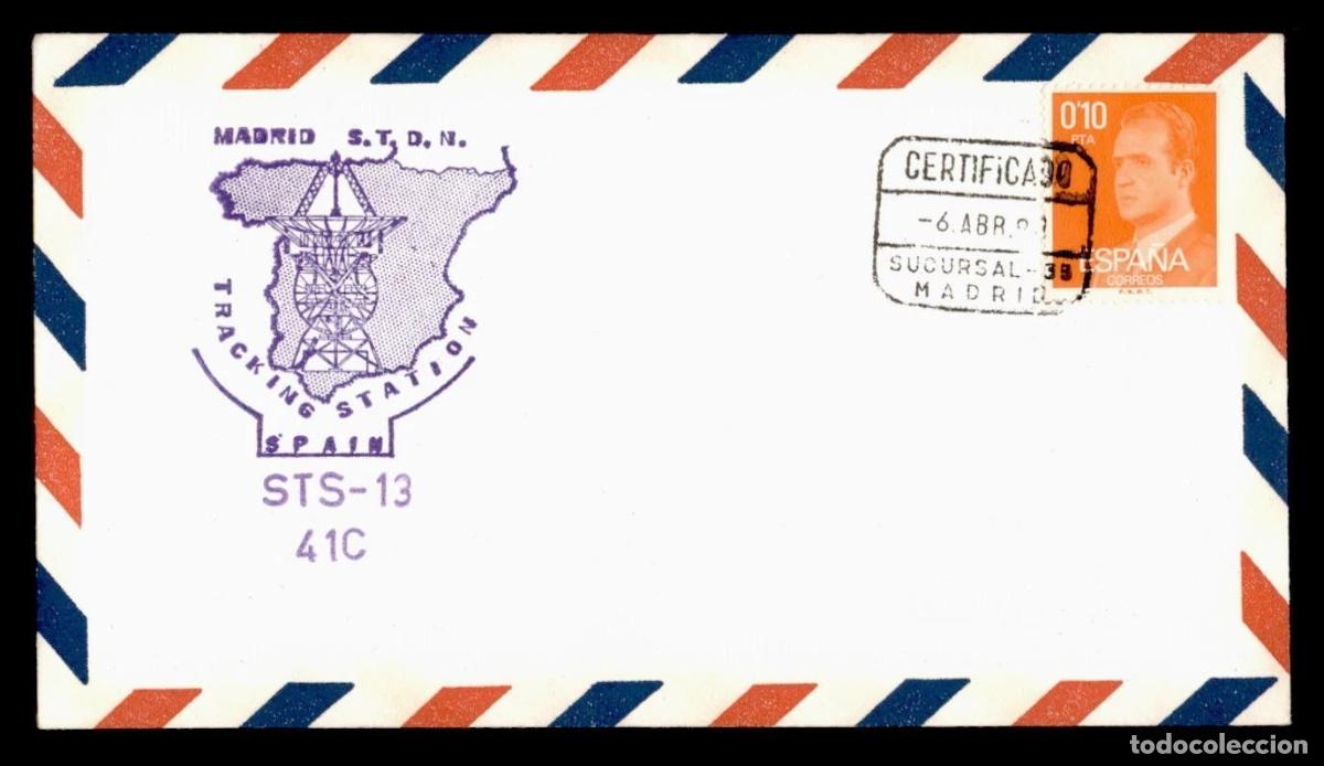 Sellos: MADRID NASA TRACKING STATION 1981 STS 13 41 C ESPACIO SPACE - Foto 1