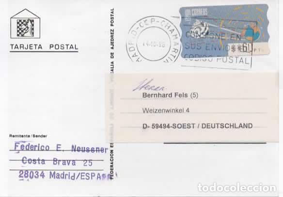 Sellos: MADRID TARJETA AJEDREZ CHESS ATM 1996 - Foto 1