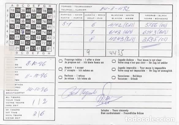 Sellos: MADRID TARJETA AJEDREZ CHESS ATM 1996 - Foto 2