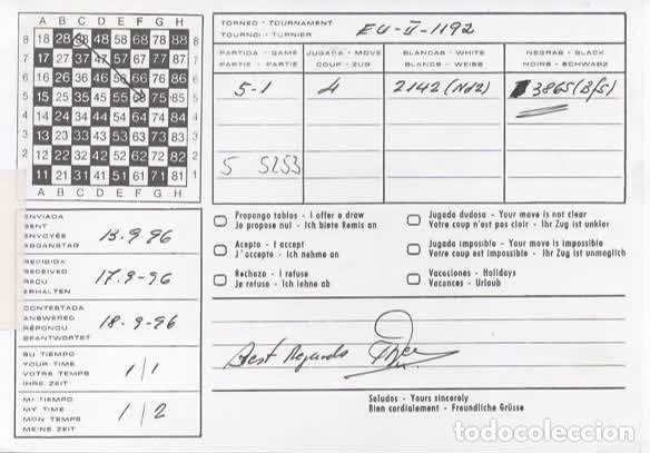 Sellos: MADRID TARJETA AJEDREZ CHESS ATM 1996 - Foto 2