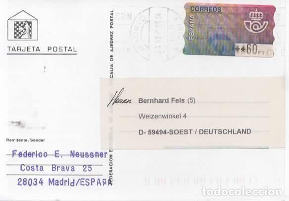 Sellos: MADRID TARJETA AJEDREZ CHESS ATM 1996 - Foto 1