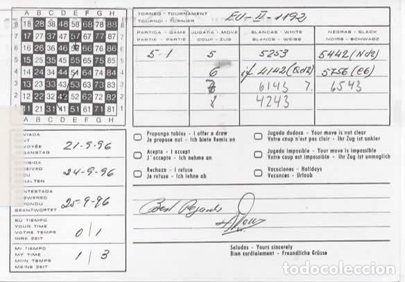 Sellos: MADRID TARJETA AJEDREZ CHESS ATM 1996 - Foto 2