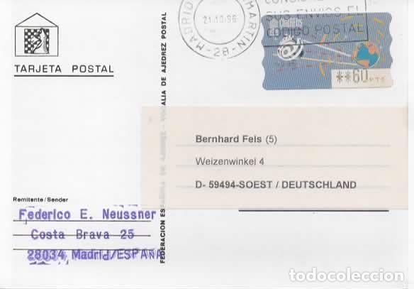 Sellos: MADRID TARJETA AJEDREZ CHESS ATM 1996 - Foto 1