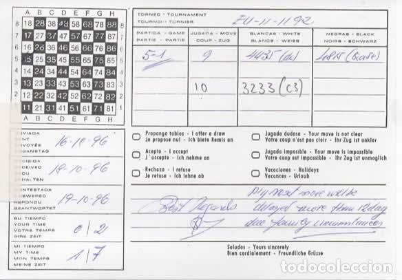 Sellos: MADRID TARJETA AJEDREZ CHESS ATM 1996 - Foto 2