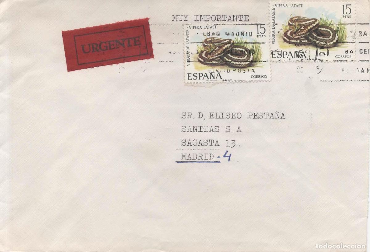 Sellos: MADRID INTERIOR URGENTE VIBORA SERPIENTE SNAKE - Foto 1