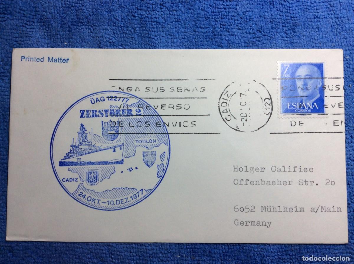 Sellos: ESPA&Ntilde;A 1977 CARTA CIRCULADA - TEM&Aacute;TICA BARCOS (1AAT63) - Foto 1