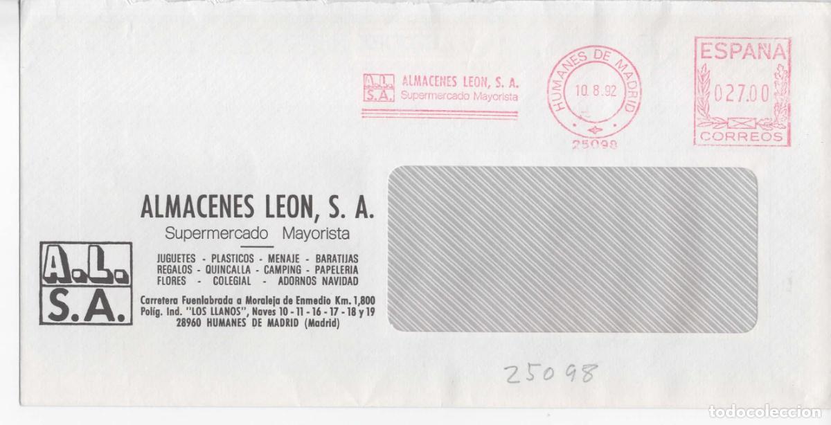 Sellos: FRANQUEO MECANICO METER HUMANES DE MADRID ALMACENES LEON - Foto 1
