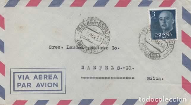 Sellos: MALAGA A SUIZA 1959 MAT ESTACION - Foto 1