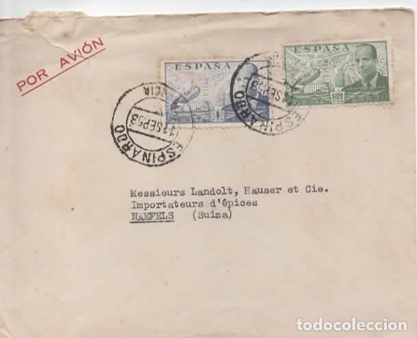 Sellos: ESPINARDO MURCIA A SUIZA AEREA 1953 - Foto 1