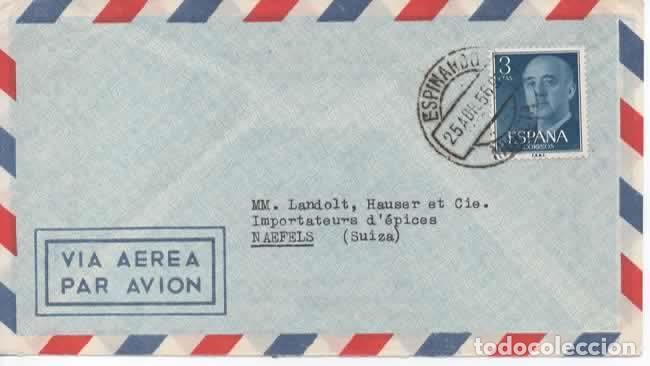 Sellos: ESPINARDO MURCIA A SUIZA 1956 AEREA - Foto 1