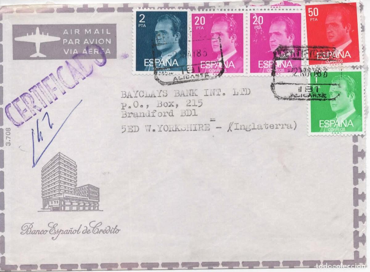 Sellos: IBI ALICANTE CERTIFICADA A INGLATERRA 1986 - Foto 1