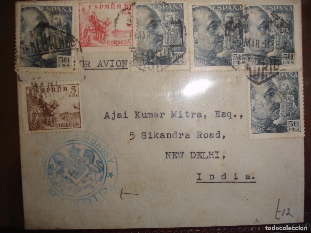 Sellos: SOBRE MADRID EMBAJADA INGLATERRA A INDIA - Foto 1