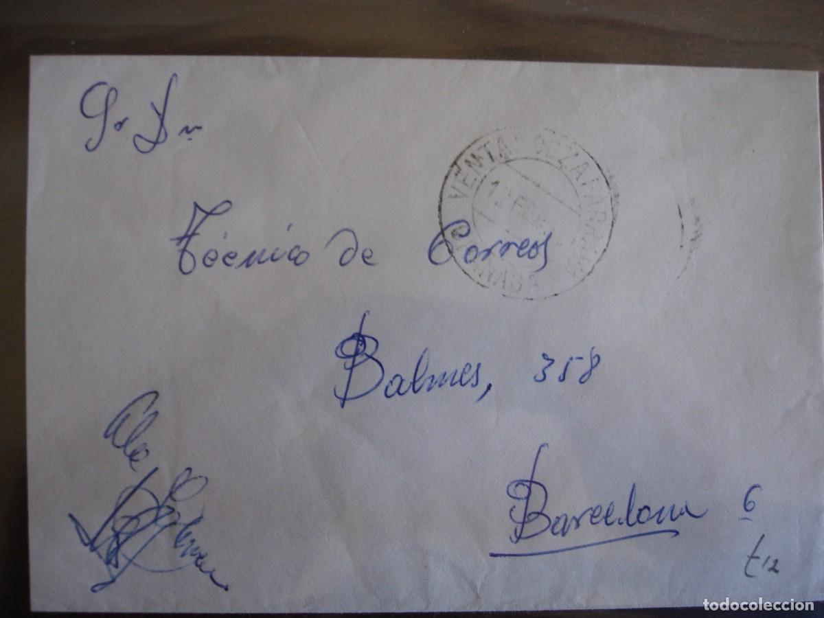 Sellos: SOBRE BARCELONA A VENTAS DE ,ZAFARRAYA GRANADA SIN FRANQUEO 1965 - Foto 1