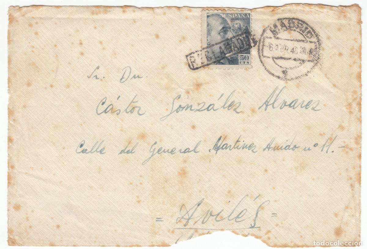 Sellos: 1948 FRONTAL MATASELLO MADRID RECLAMADO - Foto 1