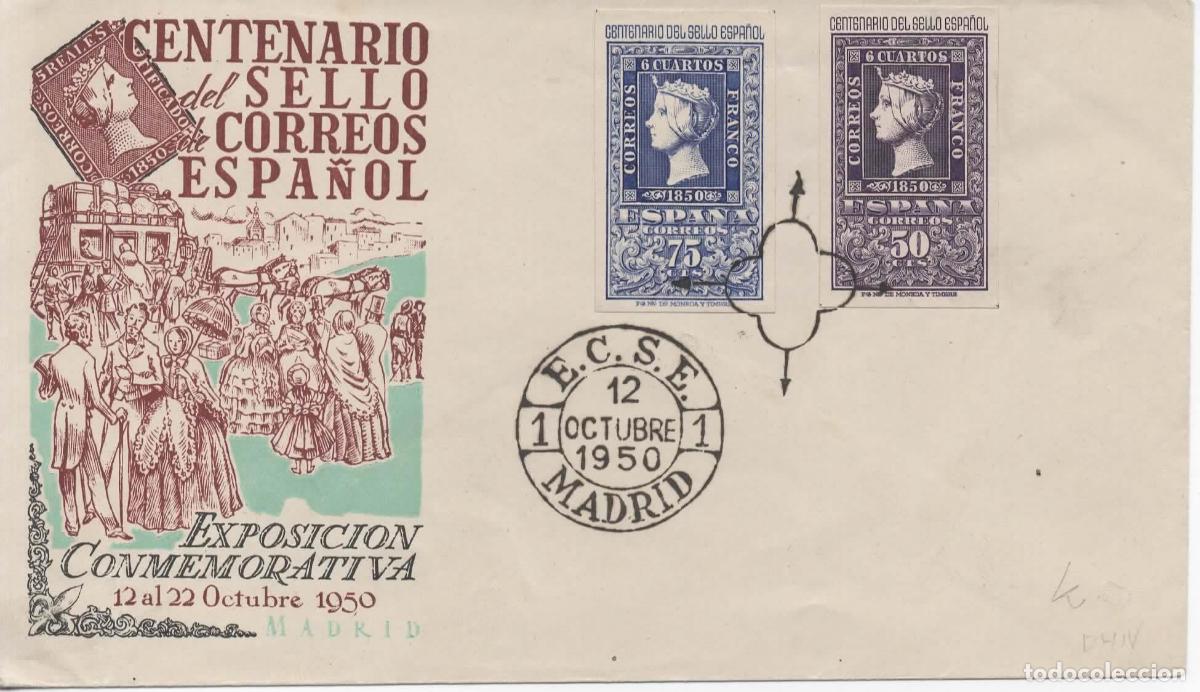 Sellos: SPD CENTENARIO DEL SELLO ESPA&Ntilde;OL 1950 - Foto 1