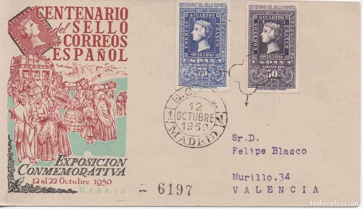 Sellos: SPD CENTENARIO DEL SELLO ESPA&Ntilde;OL 1950 - Foto 1