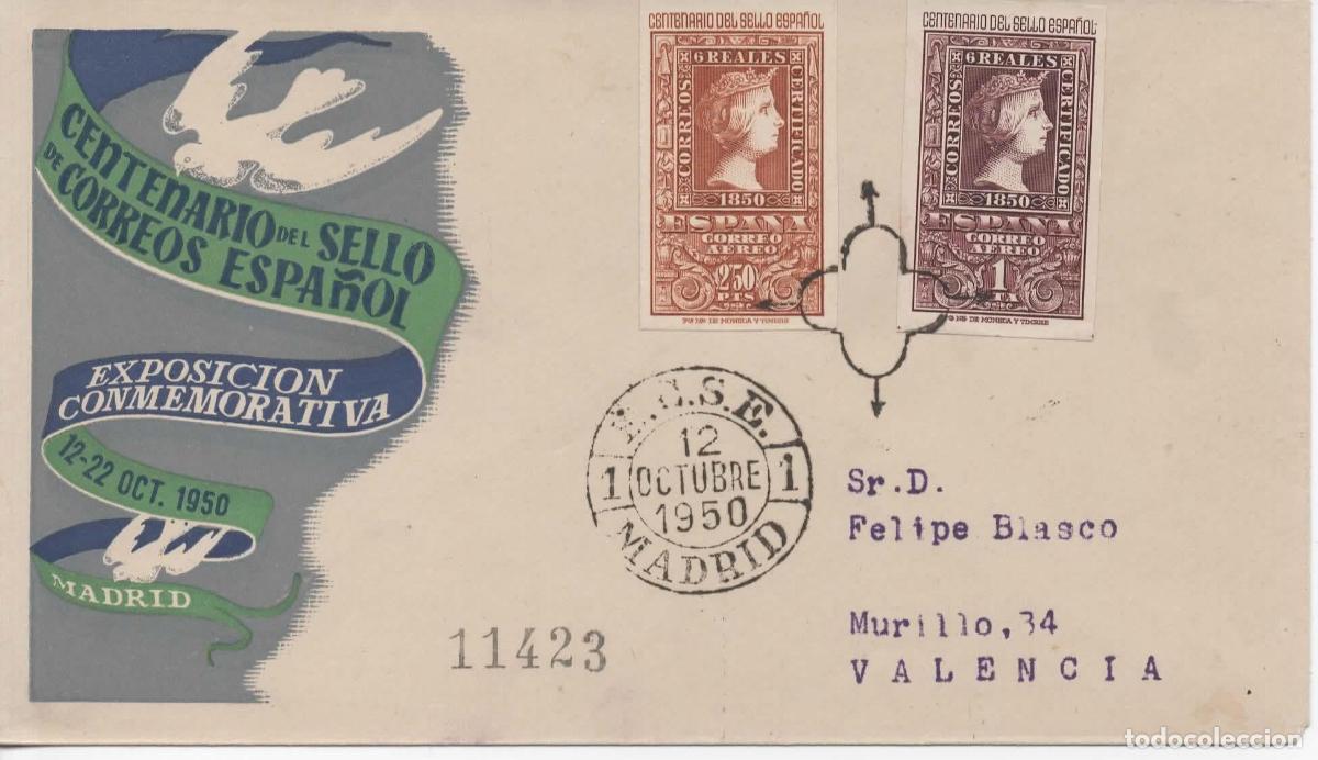 Sellos: SPD CENTENARIO DEL SELLO ESPA&Ntilde;OL 1950 - Foto 1
