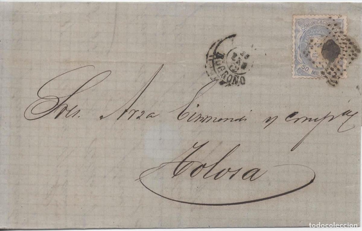 Sellos: HARO LA RIOJA A TOLOSA 1872 ENVUELTA - Foto 1