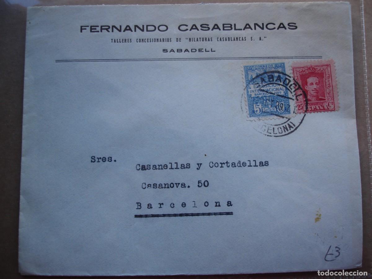 Sellos: SOBRE CIRCULADO SABADELL BARCELONA SUIZA - Foto 1