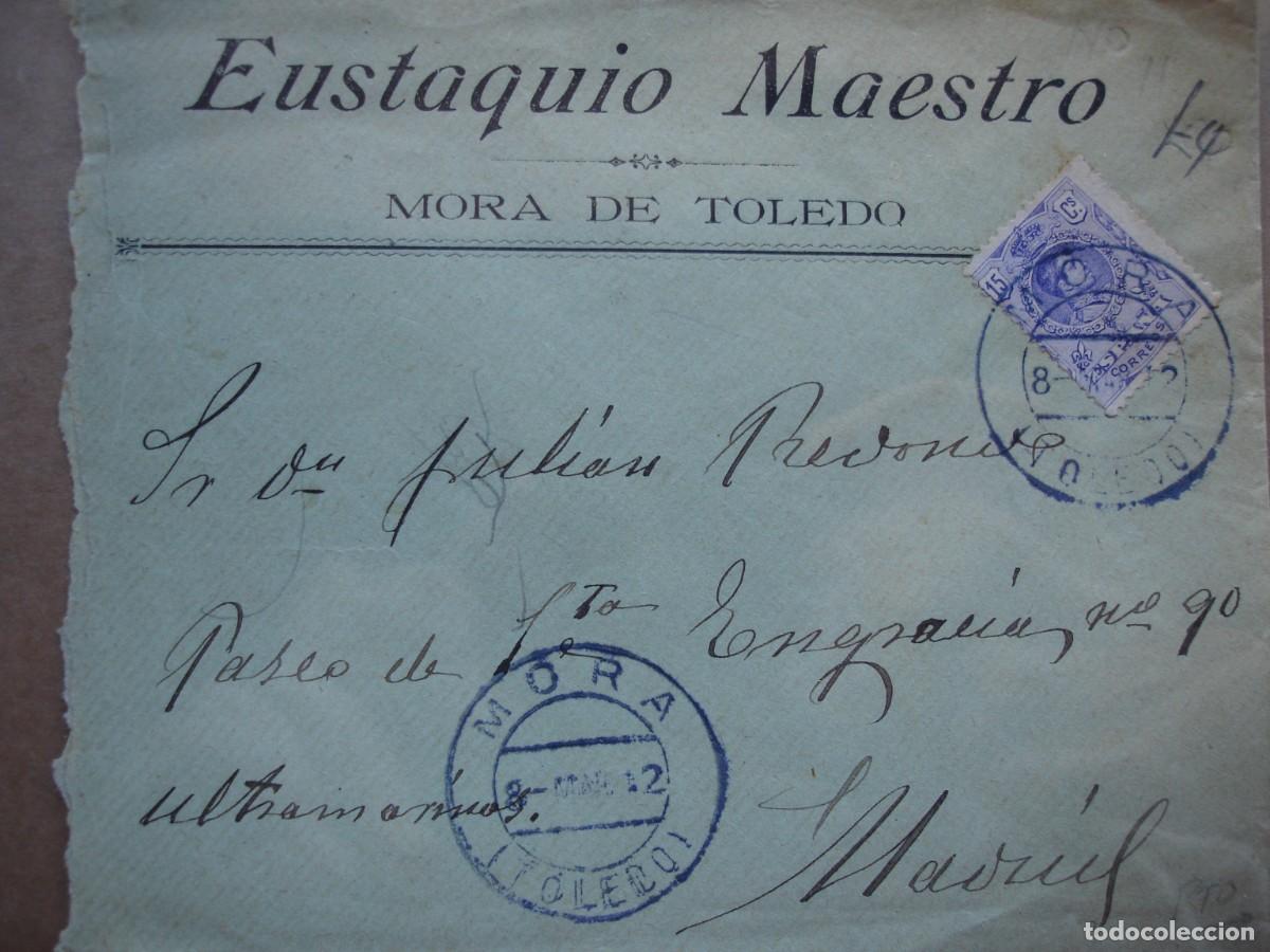 Sellos: SOBRE CIRCULADO MORA DE TOLEDO MADRID EUSTAQUIO MAESTRO - Foto 1