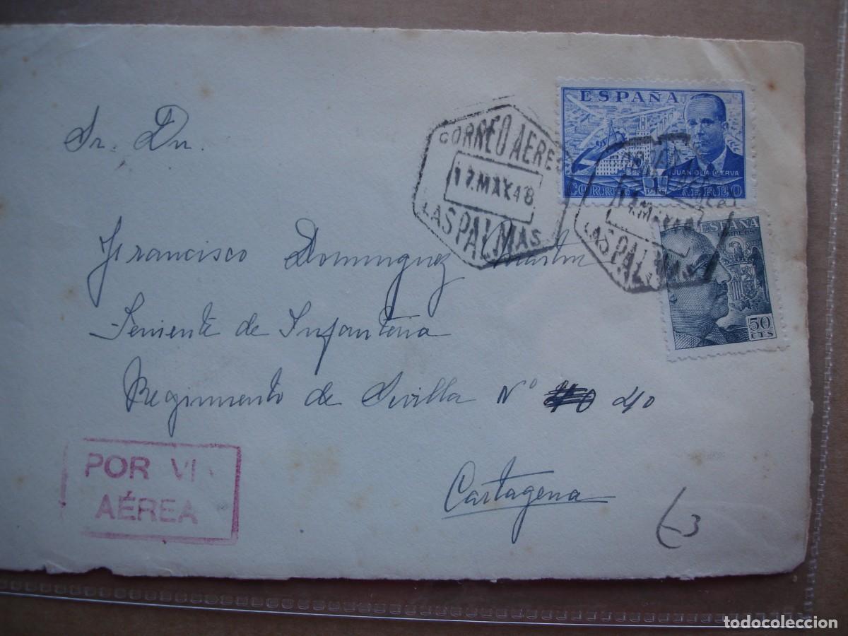 Sellos: SOBRE CIRCULADO LAS PALMAS CARTAGENA - Foto 1