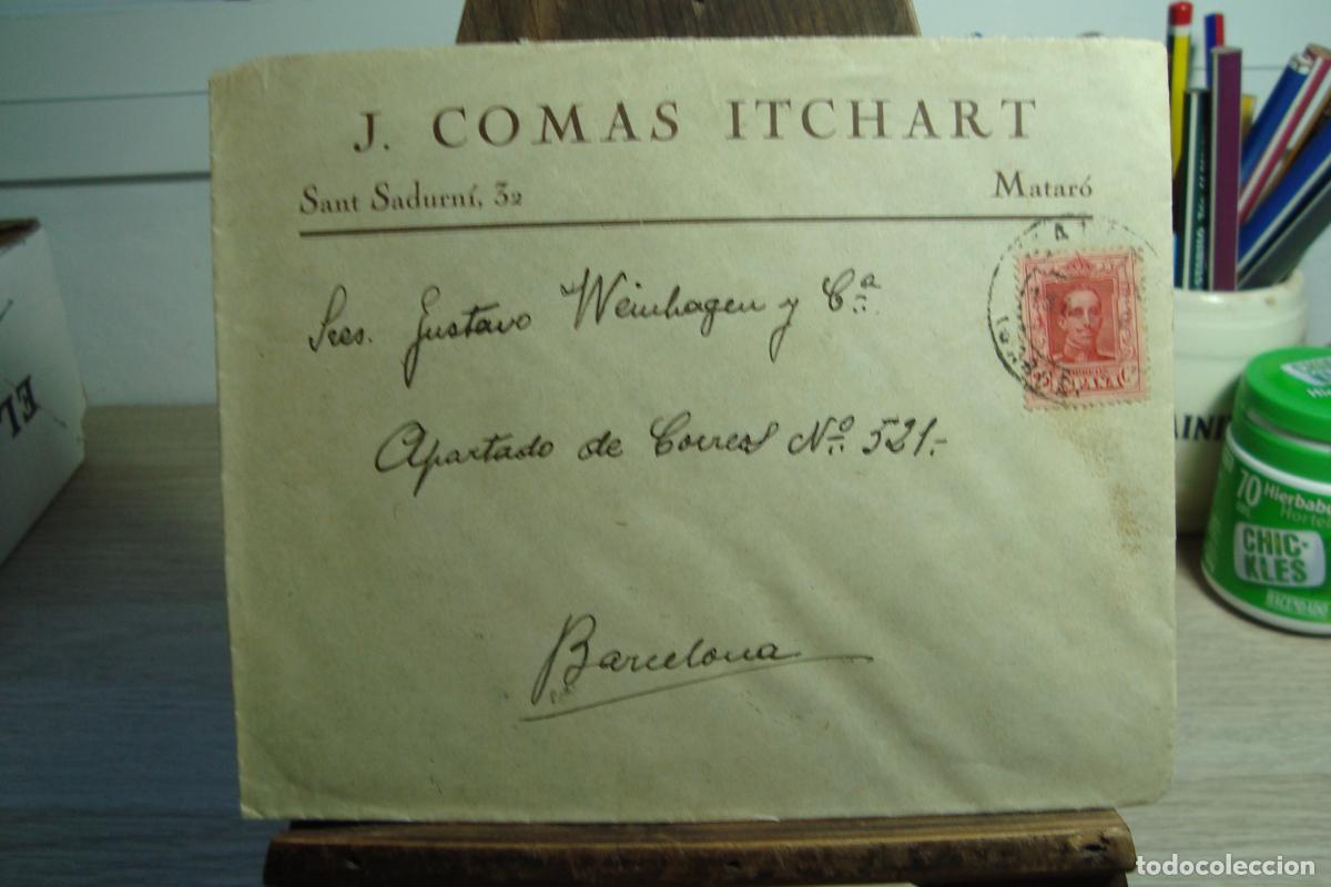 Sellos: ANTIGUO SOBRE COMERCIAL J. COMAS ITCHART. MATARO. 1926?