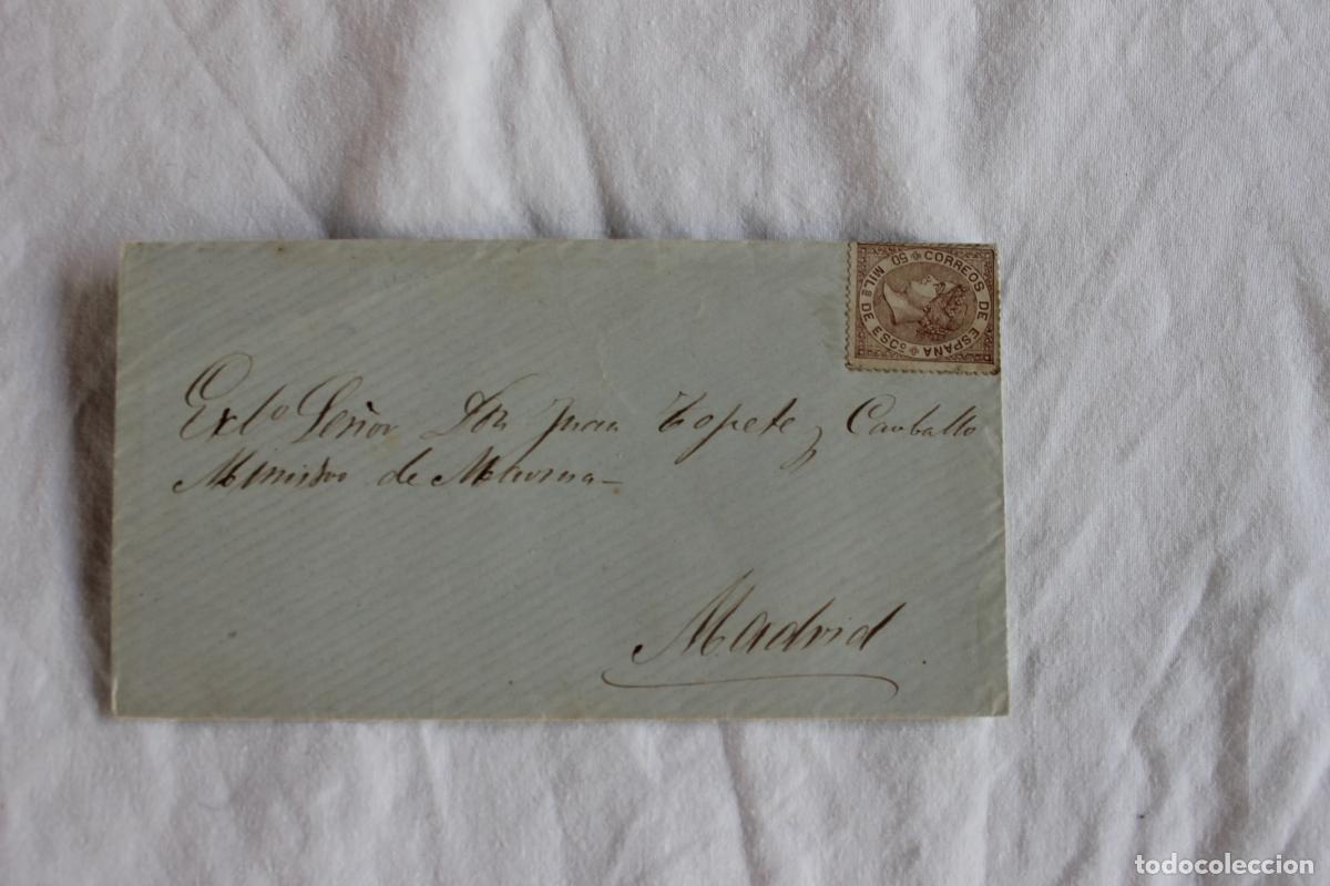 Sellos: SOBRE SELLO ISABEL SEGUNDA DIRIGIDO AL MINISTRO DE MARINA EXC. SR. JUAN TOPETE