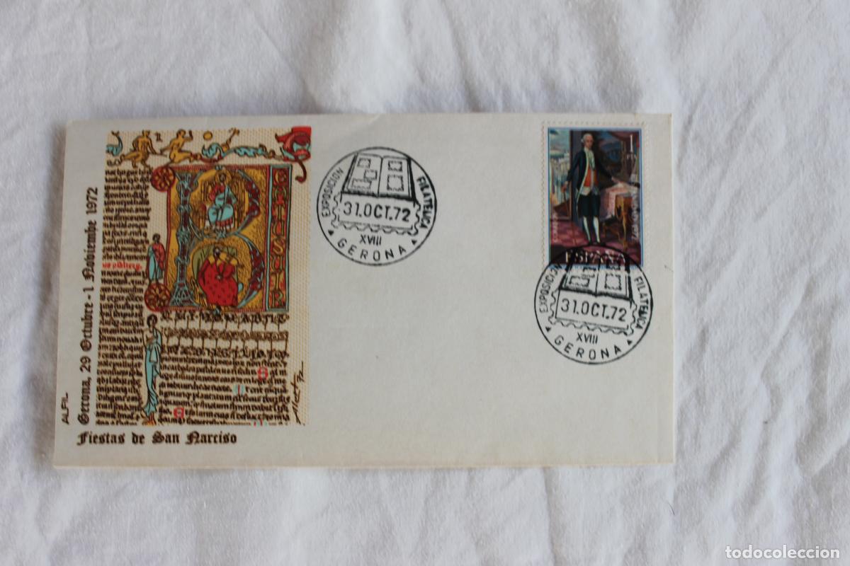 Sellos: SOBRE SY SELLOS FIESTAS DE SAN NARCISO EXPOSICION FILATELICA GERONA 1972